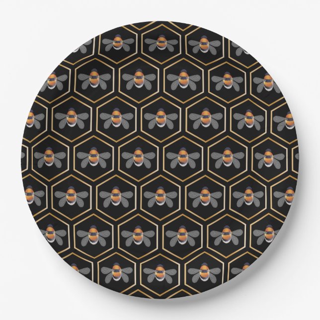 Assiettes En Carton Honeycomb And Bees (Devant)