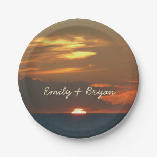 Assiettes En Carton Horizon Coucher de soleil Colorful Seascape Photog