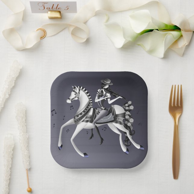 Assiettes En Carton Horse équitation Plate de papier violoniste (Mariage)