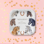 Assiettes En Carton Horses équestre élégante fête d'anniversaire<br><div class="desc">Cheval thème fête d'anniversaire vaisselle chevaux équestre élégante assiette de fête d'anniversaire,  belle aquarelle peinte portraits de chevaux pour faire du cheval autour de la fête à thème cheval</div>