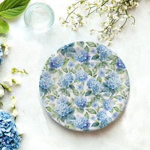 Assiettes En Carton Hortensia Bleu