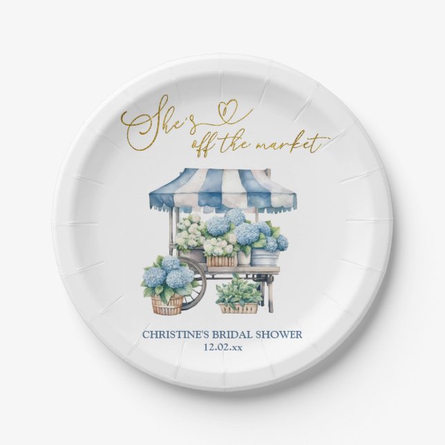 Assiettes En Carton Hortensia Bleu Elle est hors du Marché Enterrement (Devant)