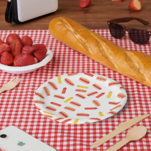 Assiettes En Carton Hot Dog Fast Food Motif barbecue