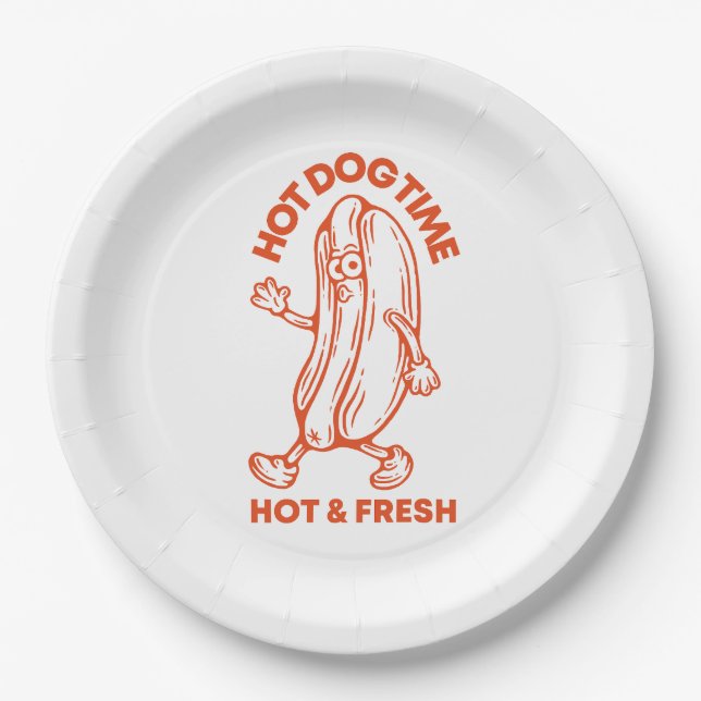 Assiettes En Carton Hot Dog Time (Devant)