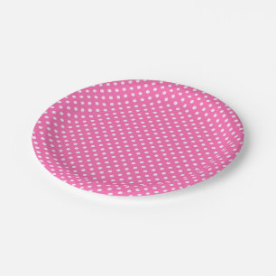 Assiettes En Carton Hot Pink #2 et White Polka Dots