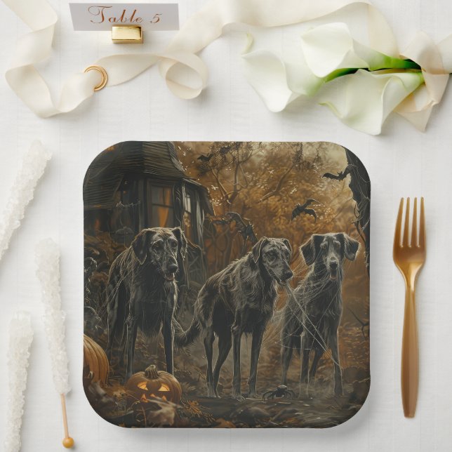 Assiettes En Carton Hound Afghan Halloween nuit chien délice (Mariage)