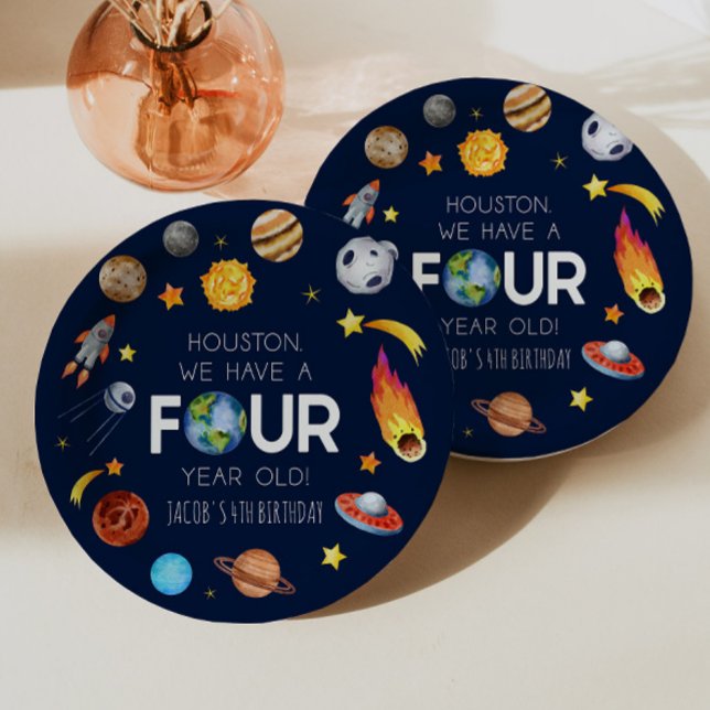 Assiettes En Carton Houston Nous avons quatre ans 4e fête d'anniversai (Créateur téléchargé)