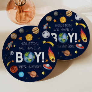 Assiettes En Carton Houston Nous Avons Un Baby shower Boy Space Galaxy