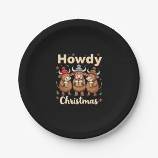 Assiettes En Carton Howdy Christmas Funny Highland Cow Xmas Cows Lover