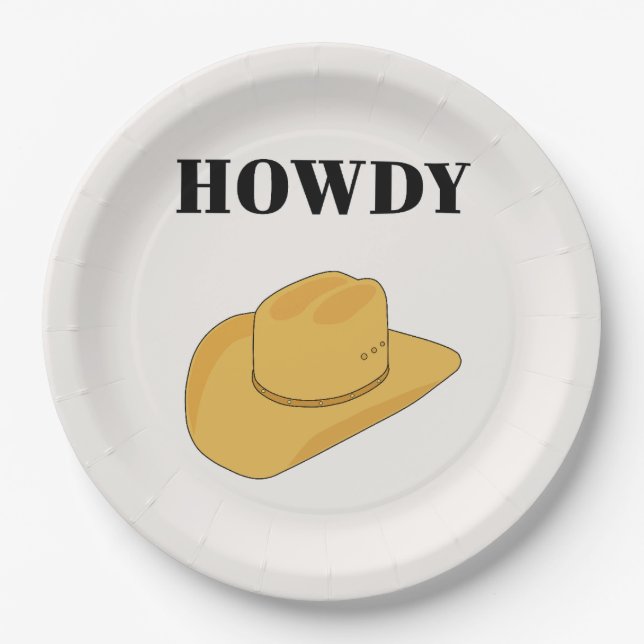Assiettes En Carton Howdy Cowboy Hat Yellow (Devant)