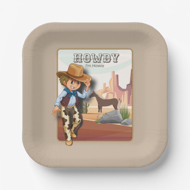 Assiettes En Carton Howdy howiwie poster de animal de premier annivers (Recto)