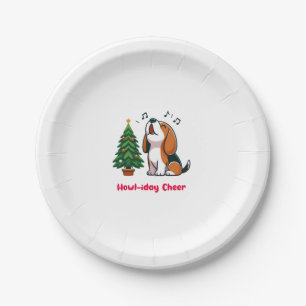 Assiettes En Carton Howl-iday Cheer Beagle Avec Un Design D'Arbre De N