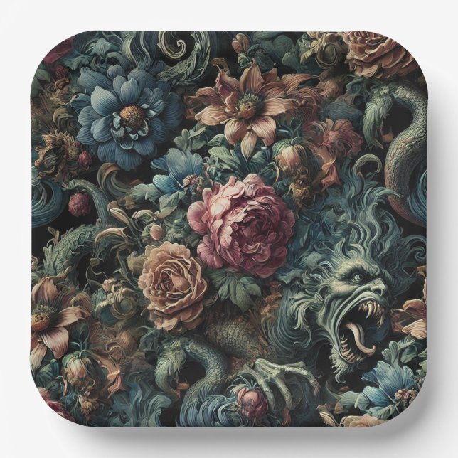 Assiettes En Carton Howl of the Gilded Wild – Gothic Mythical  (Recto)