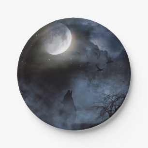 Assiettes En Carton Howling Wolf in the Graveyard