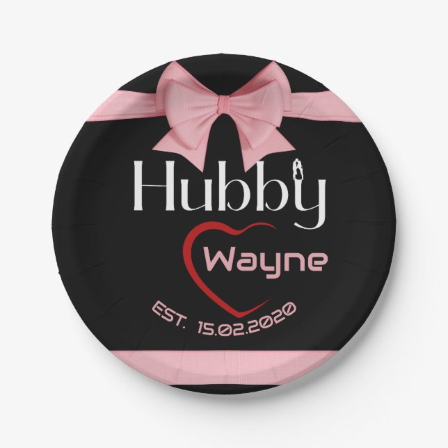 Assiettes En Carton Hubby Wifey Mariage Anniversaire (Devant)