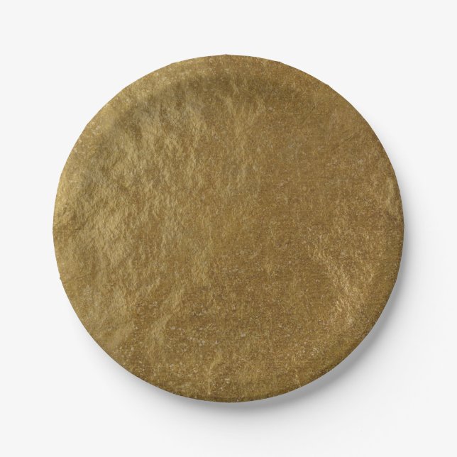 Assiettes En Carton Huile de feuille d'or look moderne élégant Mariage (Devant)
