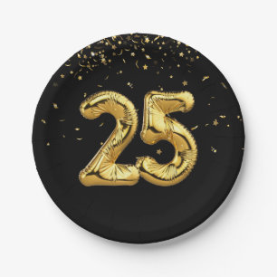 Assiettes En Carton Huile D'Or 25 Ballons Et Plaque De Papier Confetti