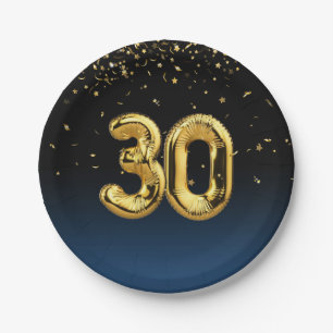 Assiettes En Carton Huile D'Or 30 Ballons Et Plaque De Papier Confetti