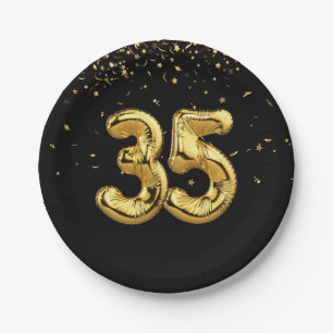 Assiettes En Carton Huile D'Or 35 Ballons Et Plaque De Papier Confetti