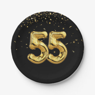 Assiettes En Carton Huile D'Or 55 Ballons Et Plaque De Papier Confetti
