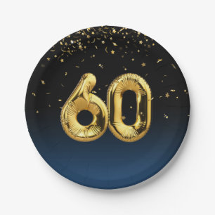 Assiettes En Carton Huile D'Or 60 Ballons Et Plaque De Papier Confetti