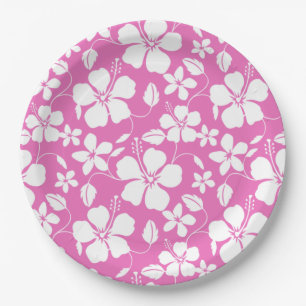 ASSIETTES EN CARTON HULA HAÏIENNE (HIBISCUS) ROSE