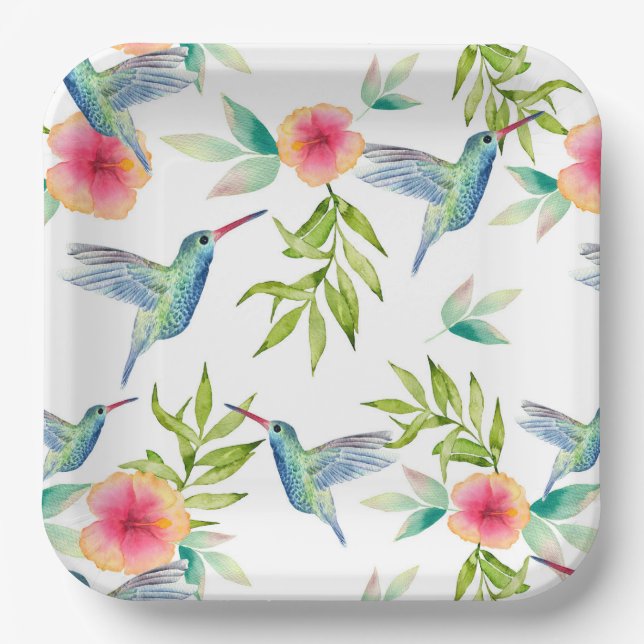 Assiettes En Carton Hummingbird Anniversaire Douche de fête (Recto)