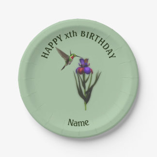Assiettes En Carton Hummingbird Joyeux anniversaire Personnalisé