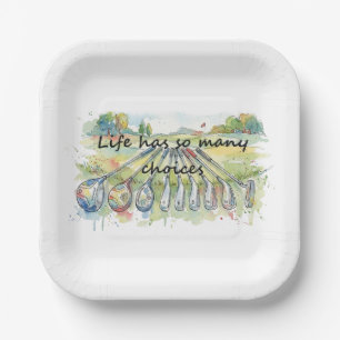 Assiettes En Carton Humour Amusant Golf Citation Choix de Vie