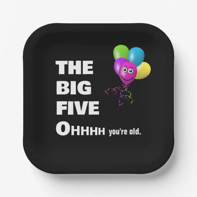 Assiettes En Carton humour de fête du 50e anniversaire (Recto)