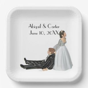 Assiettes En Carton Humour Mariage de mariée et de chambre sur blanc