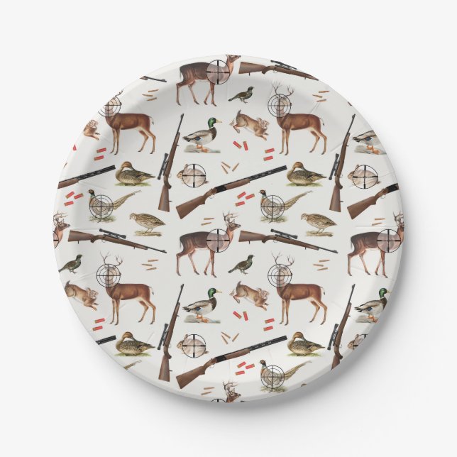 Assiettes En Carton Hunting Wildlife Outdoorsman Pattern (Devant)