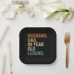 Assiettes En Carton Husband dad 80 Year old legend 80th birthday men<br><div class="desc">Husband dad 80 Year old birthday party present for dad from daughter son</div>