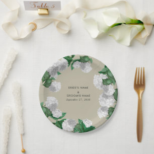 Assiettes En Carton Hydrangea Blanche Floral Modernité Mariage