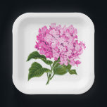 Assiettes En Carton Hydrangea Blossom rose antique<br><div class="desc">Une illustration ancienne d'une jolie fleur d'hortensia rose occupe le devant de la scène sur cette plaque de fête en papier et coordonne parfaitement les événements divers,  des douches nuptiales aux baby showers et tout ce qui se trouve entre les deux.</div>