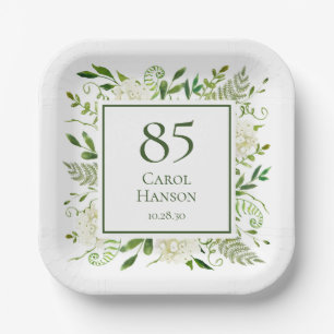 Assiettes En Carton Hydrangeas blancs pour 85e anniversaire