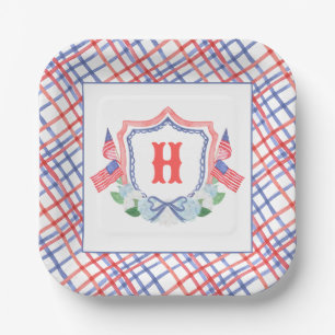 Assiettes En Carton Hydrangeas Monogramme Crête 14 Juillet Aquarelle