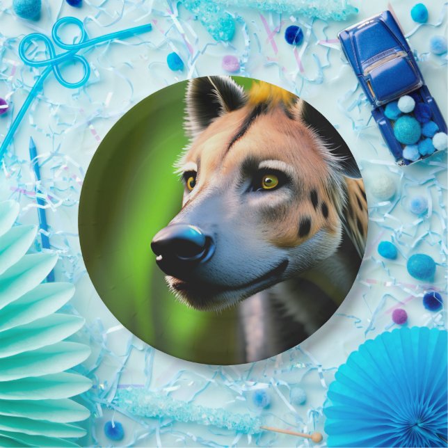 Assiettes En Carton Hyéna Attaque En Regardant Sa Proie, (Fête)