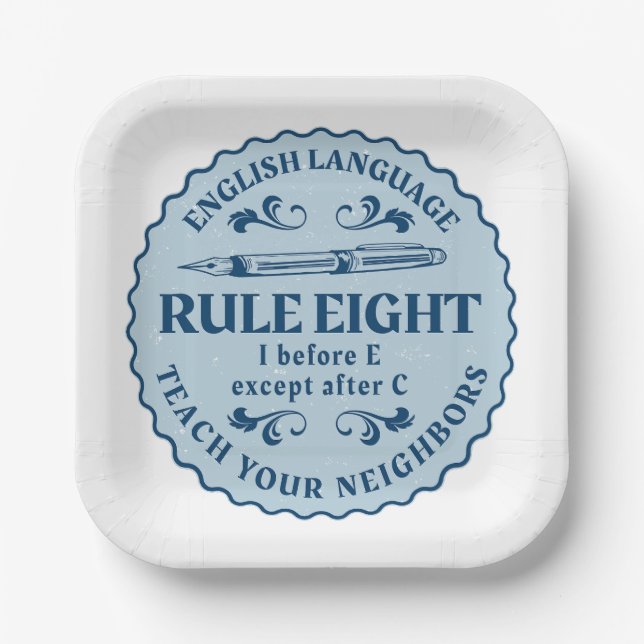 Assiettes En Carton I avant E sauf après C Règle drôle (Recto)