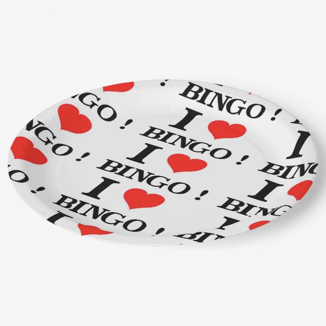 Assiettes En Carton I Love Bingo (Angle)