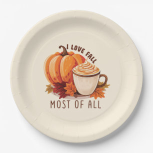 Assiettes En Carton I Love Fall Most Of All - Latte & Autumn Vibes
