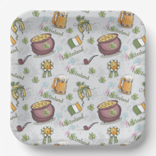 Assiettes En Carton I Love Ireland St Patrick's Day Paper Plate