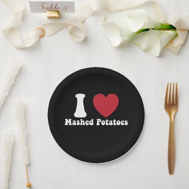 Assiettes En Carton I Love Mashed Potatoes Thanksgiving Diner Cadeau (Mariage)