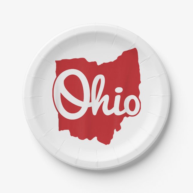 Assiettes En Carton I love My Ohio Home Script Ohio (Devant)