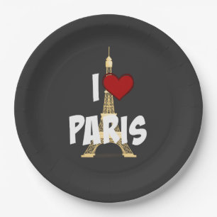 Assiettes En Carton I Love Paris