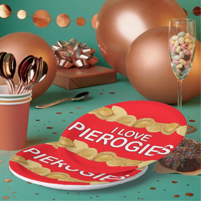 Assiettes En Carton I Love Pierogies (Multi)