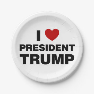 Assiettes En Carton I Love Président Trump Heart