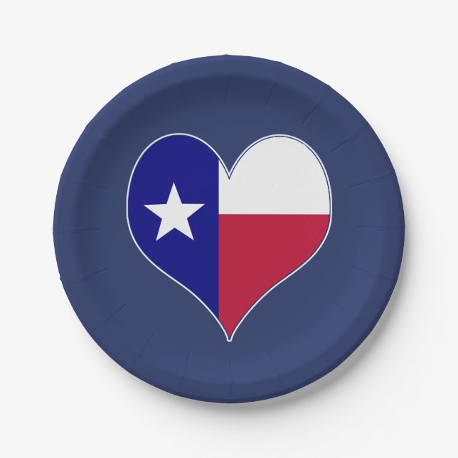 Assiettes En Carton I Love Texas Flag Heart (Devant)