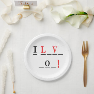 Assiettes En Carton I Love You-Hangman Style par Shirley Taylor