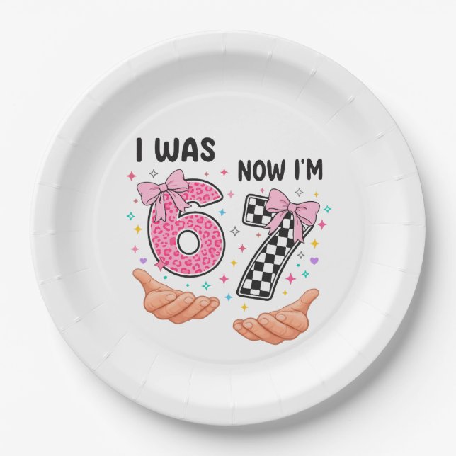 Assiettes En Carton I was 6 now I'm 7 cute birthday numbers (Devant)